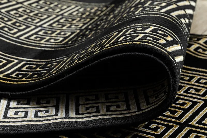 Dywany Łuszczów, Koberec behúň Gloss 6776 86 greek black/gold, 60x300, žltá, kancelária