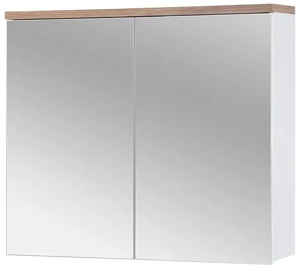 Kúpeľňová zostava Bali 80 cm so zápustným umývadlom, skrinkami a zrkadlom biela/dub wotan