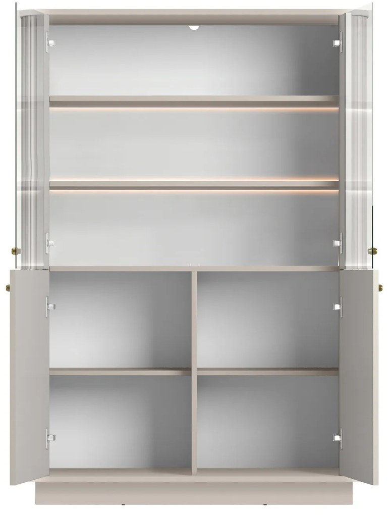 Vitrína Vesper 103 cm na sokli - kašmírová / zlatá