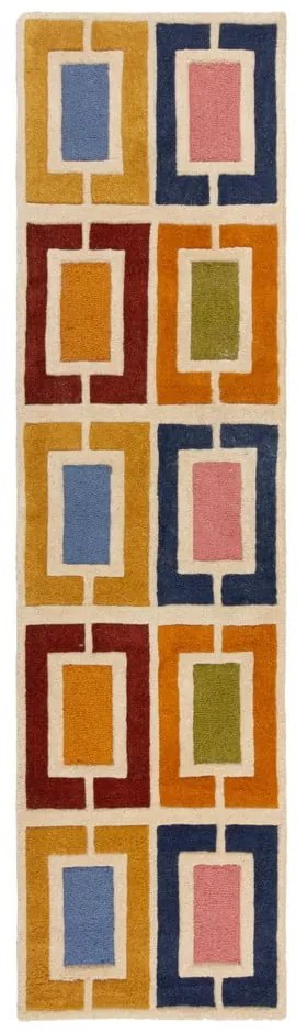 Ručne tkaný vlnený behúň 60x230 cm Retro Blocks – Flair Rugs