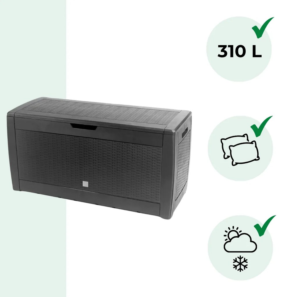 Prosperplast Odkladací box RATO, 310l, 119x48x60cm, antracitová