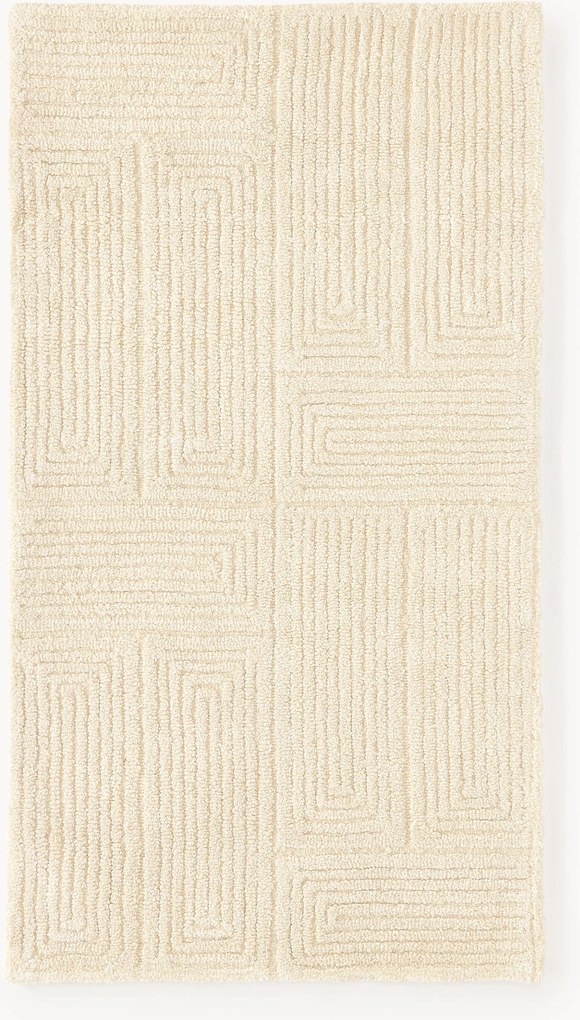 Ručne tuftovaný vlnený koberec's reliéfnou štruktúrou a geometrickým vzorom Alexia