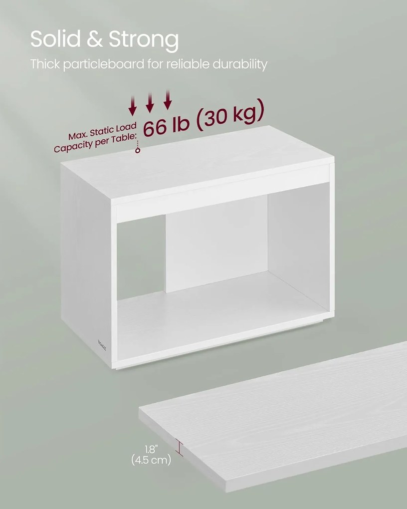 Konferenčné stolíky, príručné stolíky súprava 3 ks, prispôsobiteľné, biele