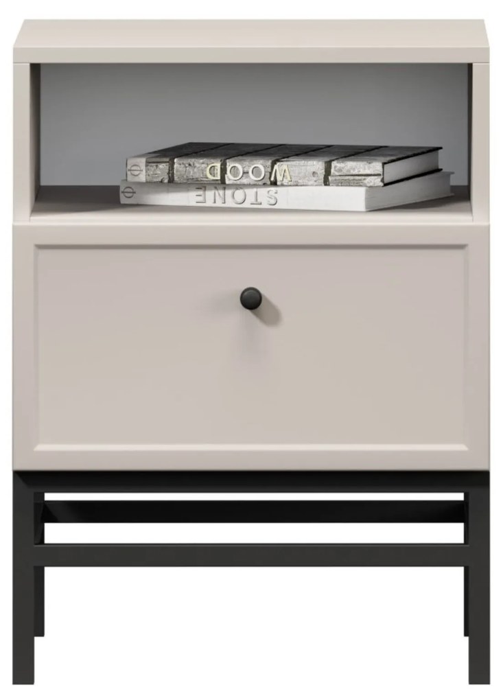 Nočný stolík Lorini 45 cm na stojane - kašmírová / čierna úchytka G