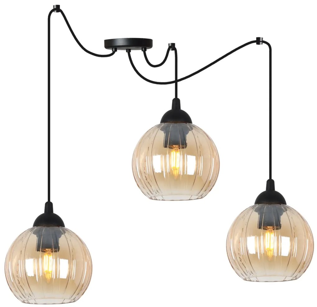 Závesné svietidlo Costa Spider, 3x mdové sklenené tienidlo, b