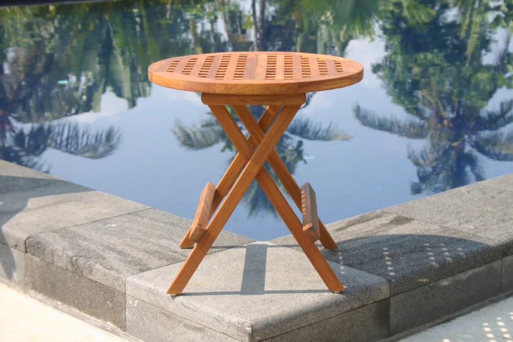 FaKOPA s. r. o. PICNIC - záhradný teakový skladací stolík Ø 50 cm, teak