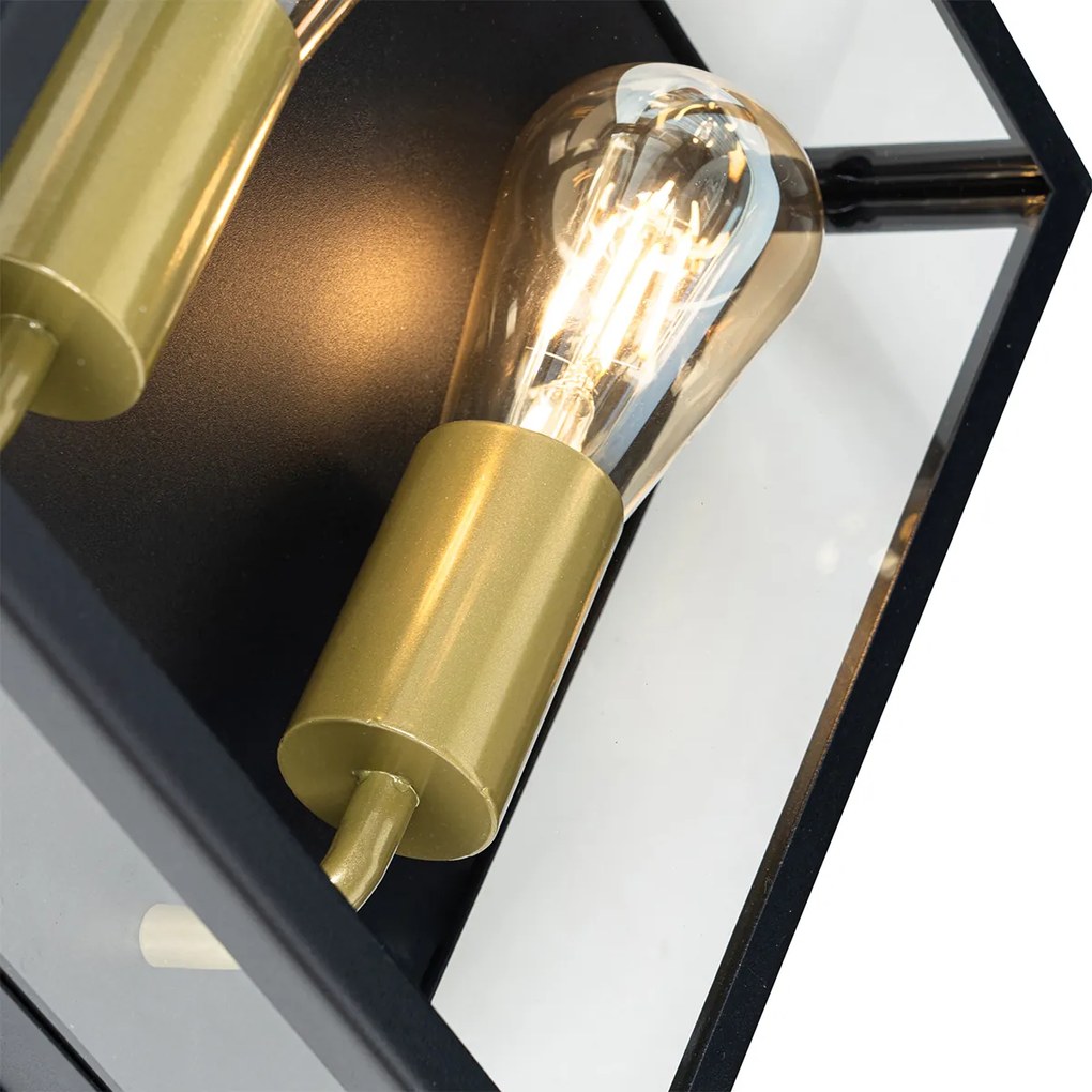 Vonkajšia nástenná lampa čierna a mosadzná 2-svetlo - Rotterdam