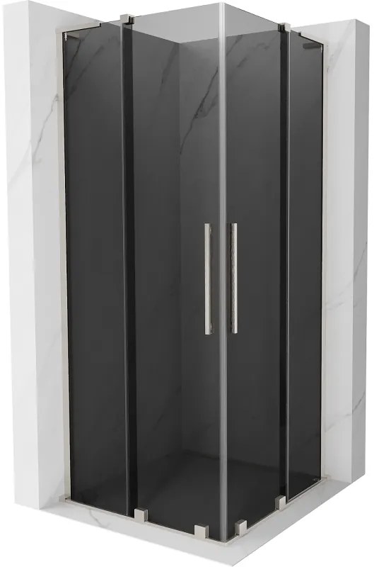 Mexen Velar L Duo, sprchový kút s posuvnými dverami 80 x 80 cm, 8mm šedé sklo, brúsená oceľ, 871-080-080-02-43-97