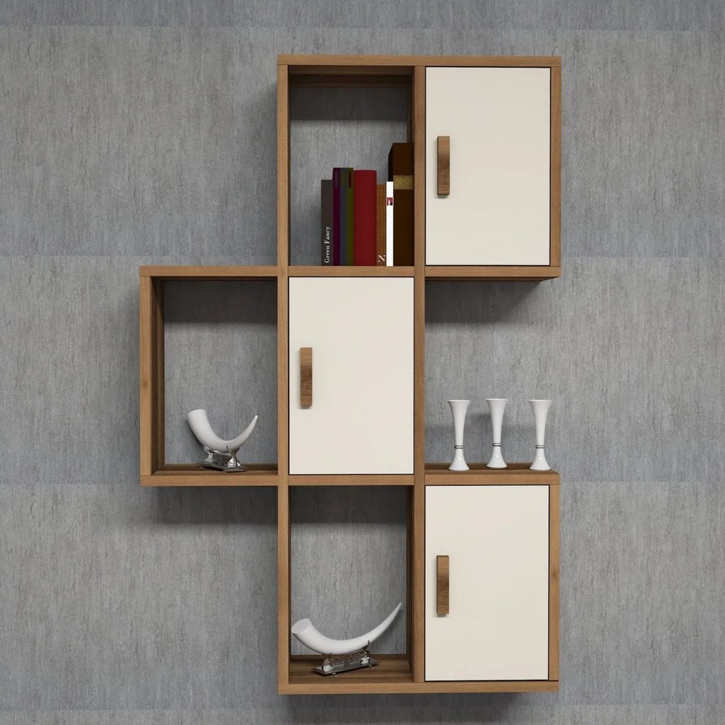 Nástenná polica FLORA 50 cm dub jantárový/krémová