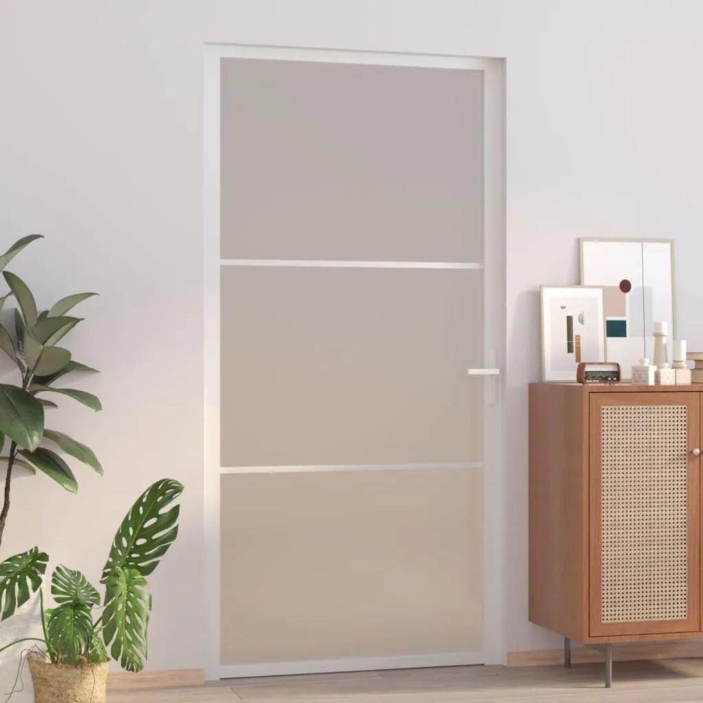 Vnútorné dvere 102,5x201,5 cm biele matné sklo a hliník 350579