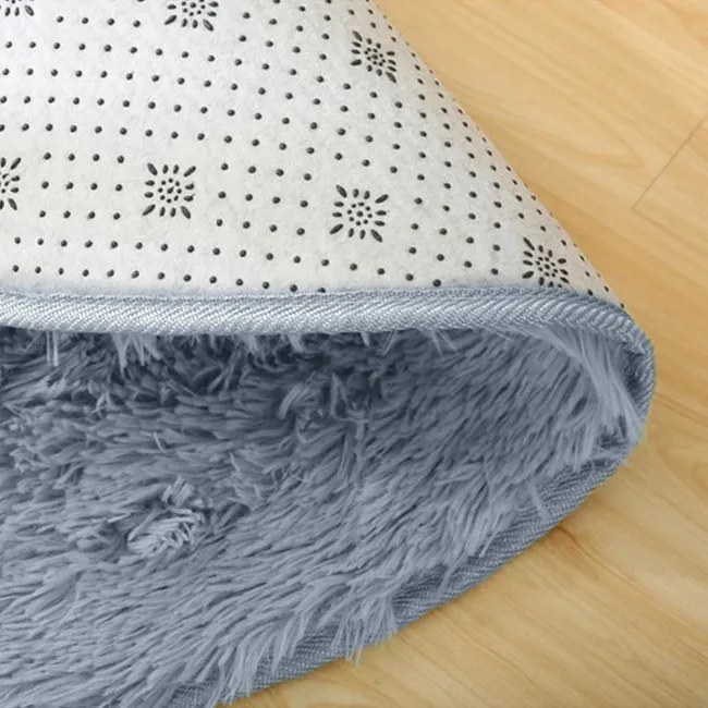 Protišmykový koberec SHAGGY svetlosivý kruh