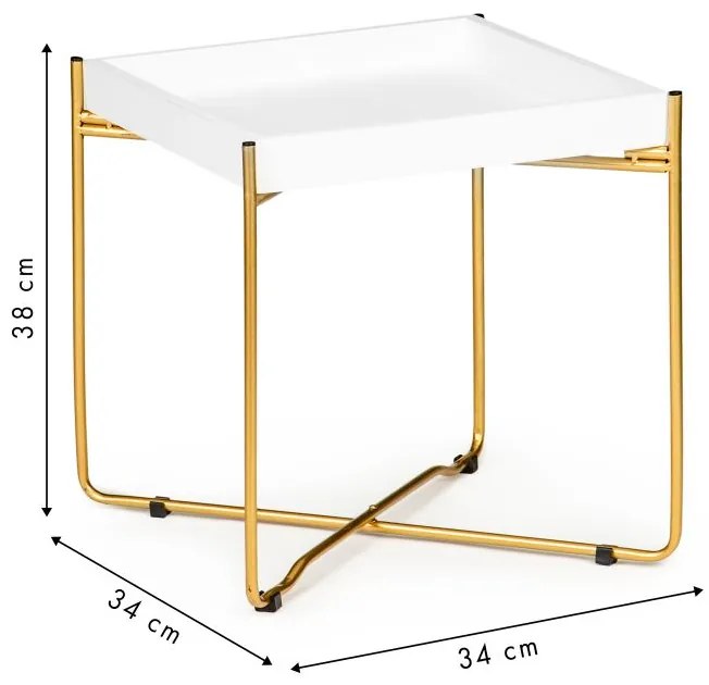 ModernHome Odkladací stolík - bielo-zlatý, FH-CFT200055