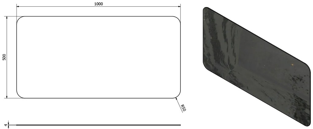 Sapho Sapho, ISHAPE Zrkadlo 1000x500mm, zaoblené rohy, bez uchytenia, AG510