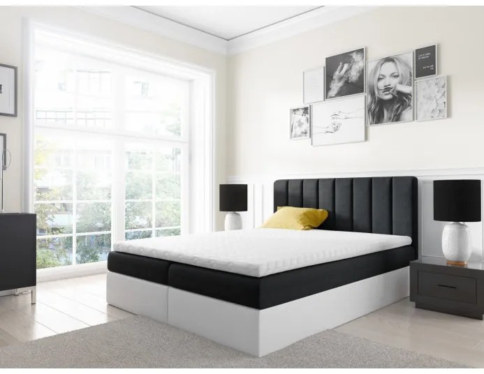 Dvojfarebná manželská posteľ Azur 180x200, čierna + biela eko koža