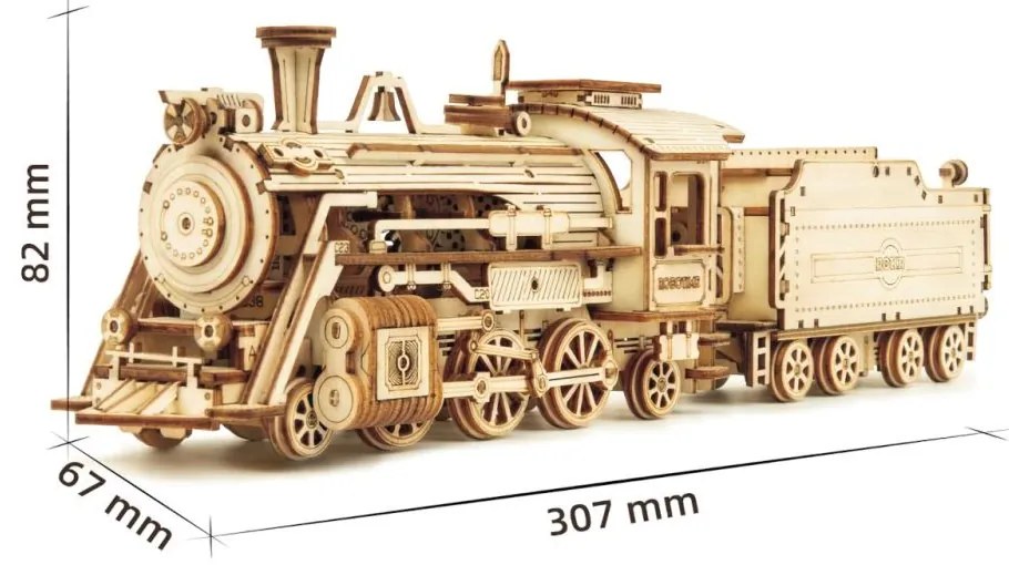 Robotime 3D drevené puzzle Parní lokomotiva Prime Steam Express 1:80 308 ks
