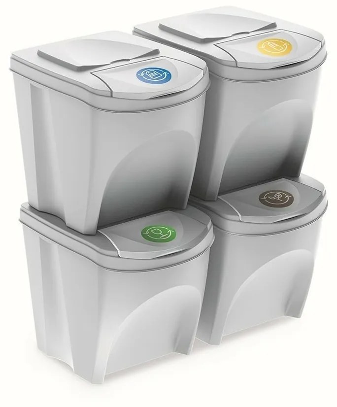 Kôš na triedený odpad Sortibox 25 l, 4 ks, biela IKWB20S4 S449