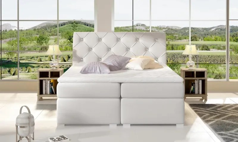 Boxspingová posteľ Marvin, biela 160x200cm (soft 17/BLN 16)