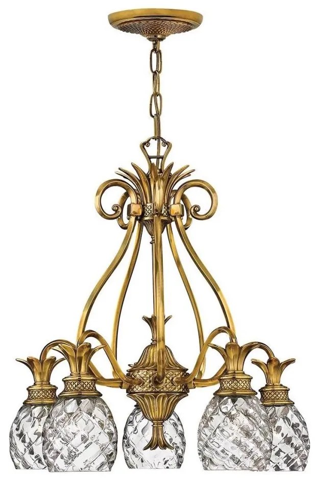 Hinkley HK-PLANTATION5-BB - Luster na reťazi PLANTATION 5xE27/60W/230V zlatá