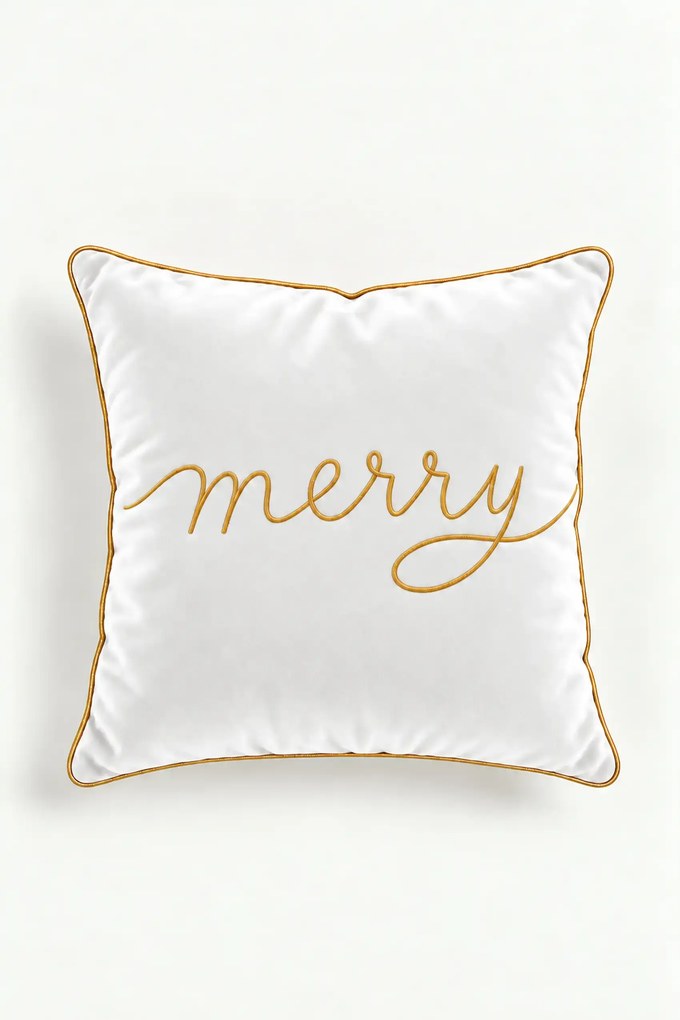 Vianočná obliečka na vankúš MERRY biela 45x45 cm
