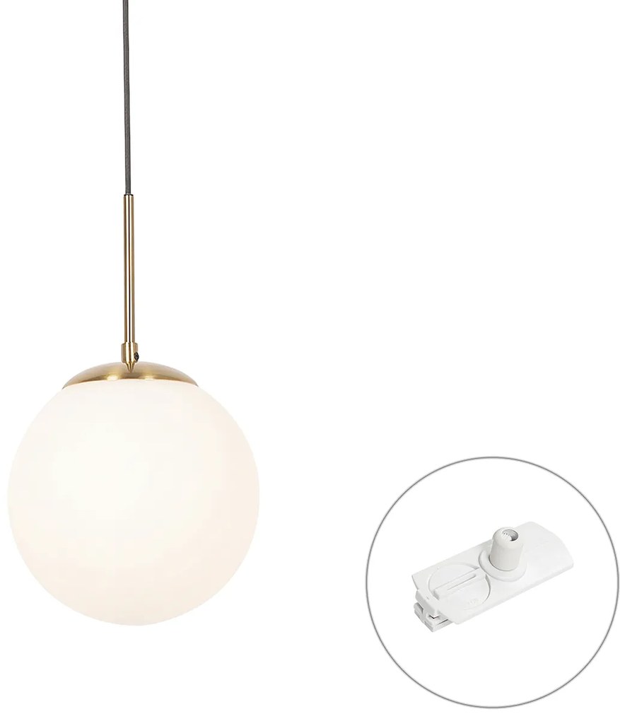 Závesná lampa Art Deco zlatá s opálovým sklom vrátane bieleho adaptéra na koľajnicu 1-fázová - Iconic Flore