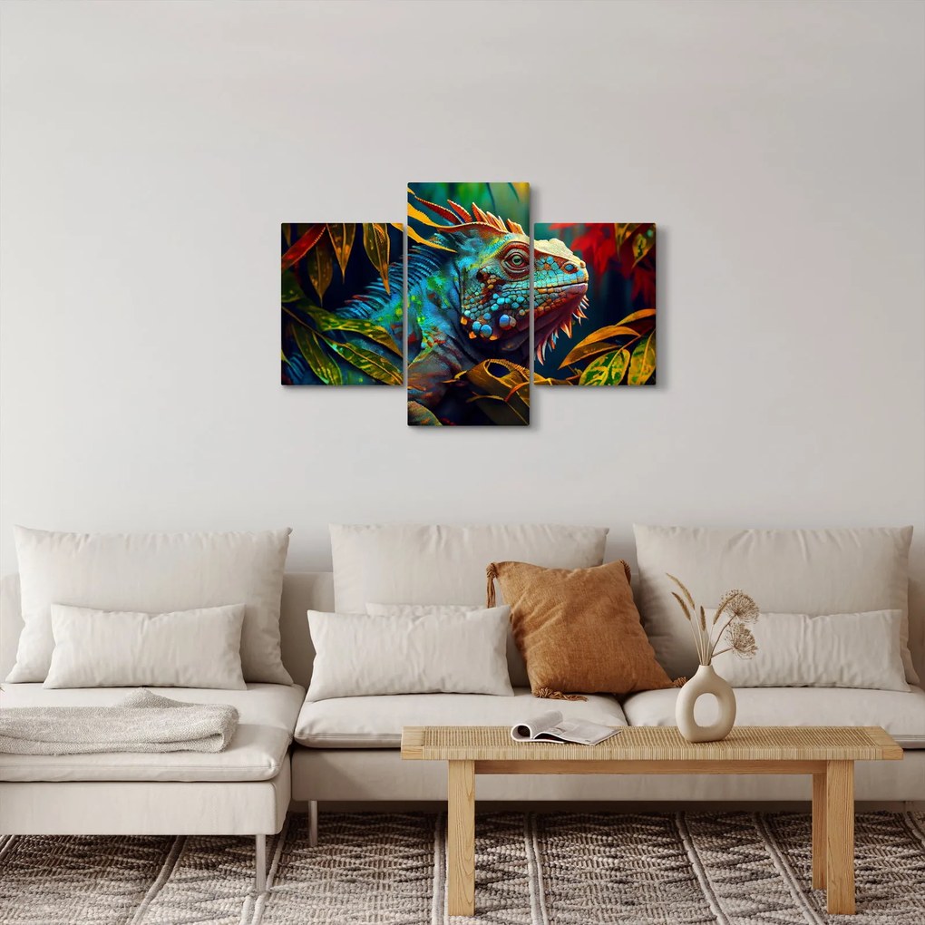 Obraz - Farebný leguán (90x60 cm)
