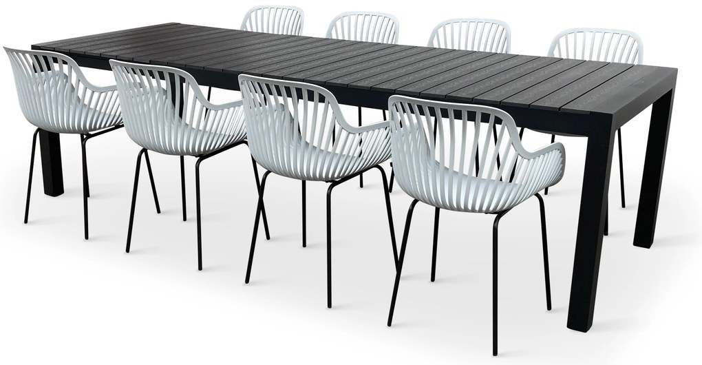 Noela Záhradný jedálenský set Grande Pasto + 8x kreslo GABY sivá