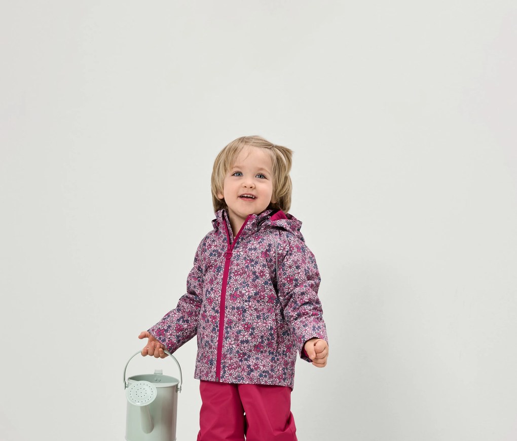 Detská termobunda do dažďa s flísovou podšívkou, kvietkovaná