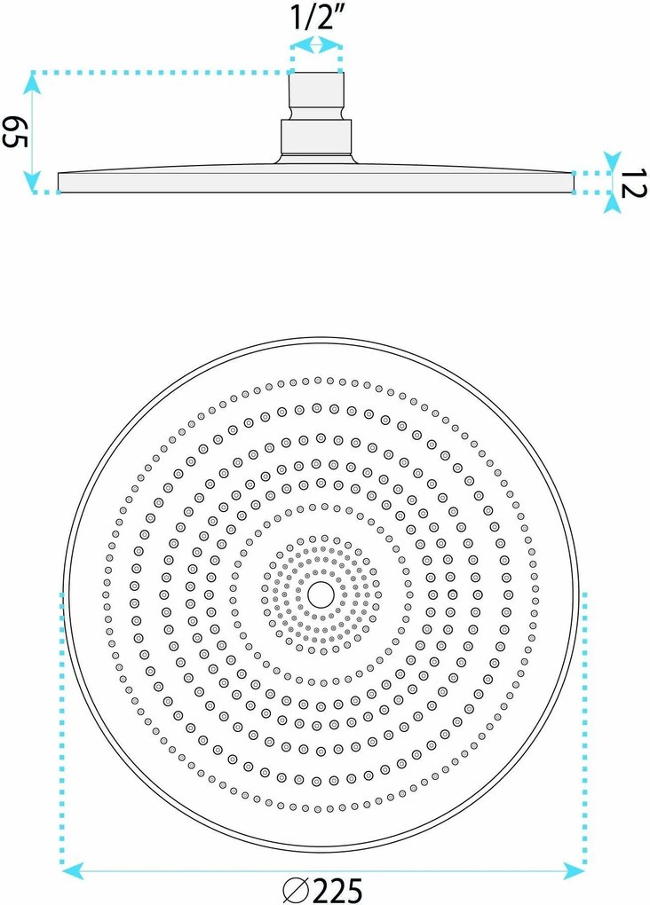 Rea JS-021, okrúhla dažďová sprchová hlavica, Ø 22,5 cm, zlatá lesklá, REA-P0390