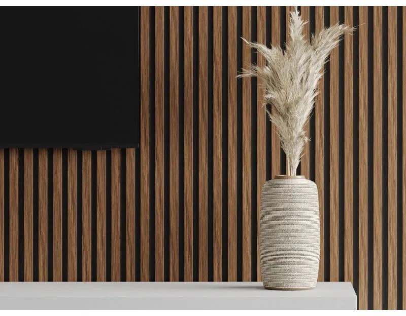 Mexen Lam-F, akustické stenové lamely 275 × 30 cm, plstený podklad 8 mm, technická dyha, mahagón rubínový, S105-275307-3015-013