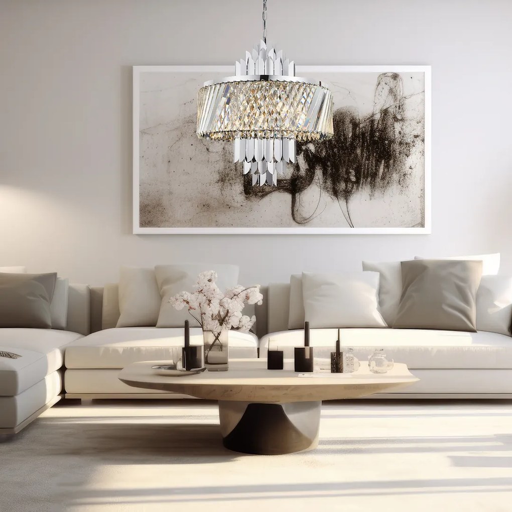 Luster Margot, 1x krištáľové/chrómové kovové tienidlo, (fi 55cm), ch