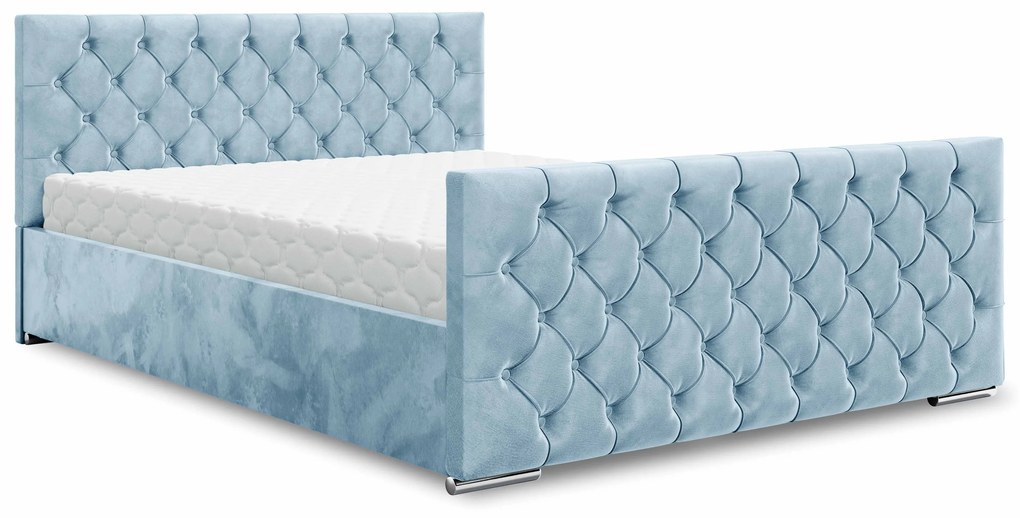 Manželská posteľ 160 cm Velva (modrá) (s roštom a úložným priestorom). Vlastná spoľahlivá doprava až k Vám domov. 1047176