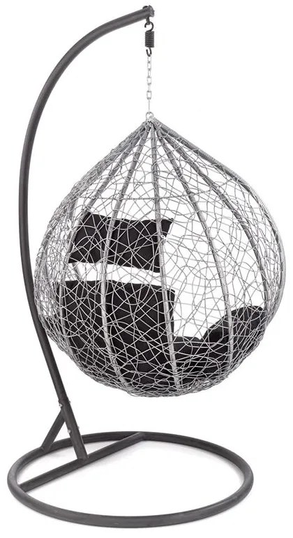 ZÁHRADNÉ ZÁVESNÉ KRESLO TRIS ŠEDÉ + ČIERNY RÁM