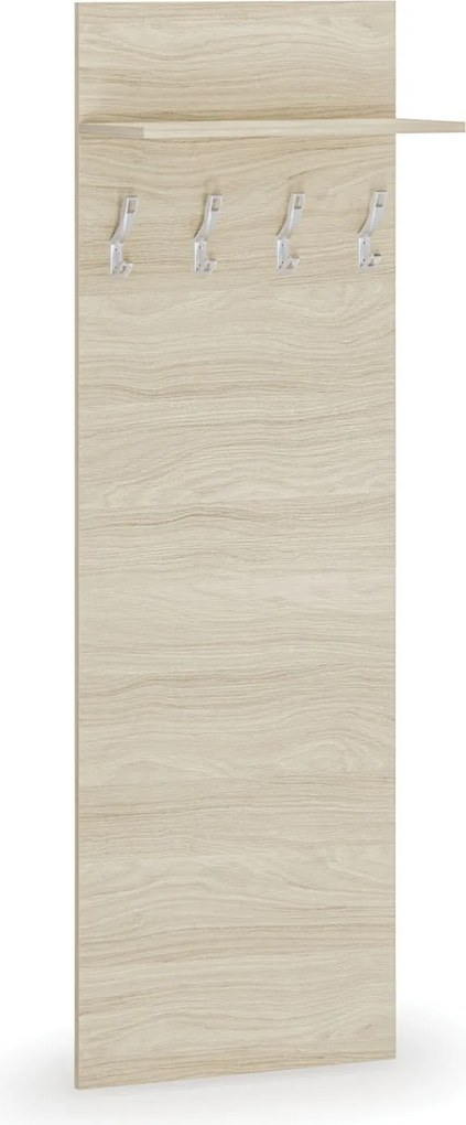 Vešiaková stena HORIZONT, 4 háčiky, polica, roky vodorovne, dub prírodný