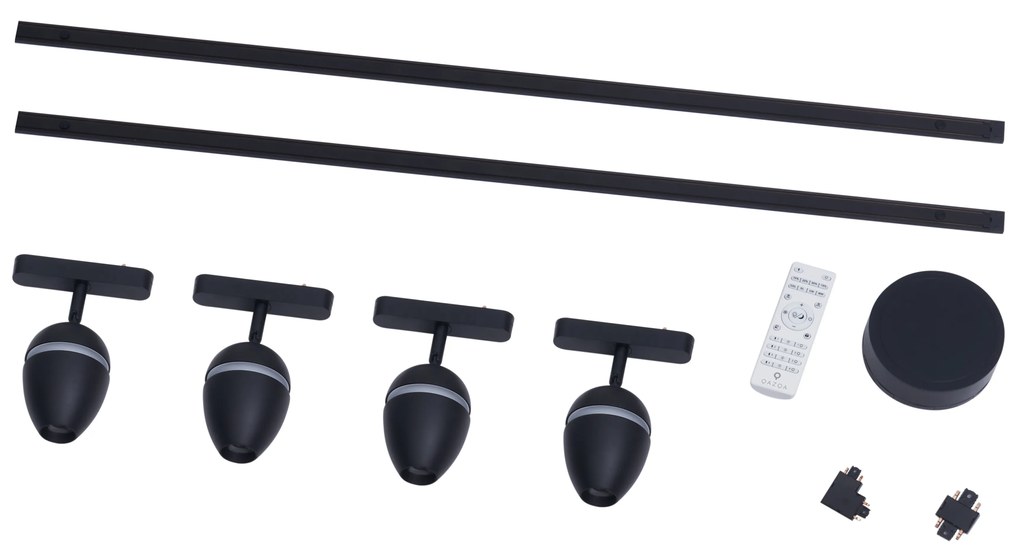 Moderný koľajnicový systém so 4 čiernymi bodovými svetlami 1-fázový - Magnetic Eggy