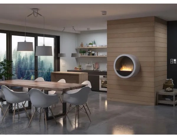 InFire - Nástenný BIO krb pr. 70 cm biela