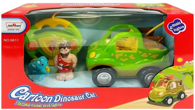 LEAN TOYS Auto s diaľkovým ovládaním a dinosaurom - svetlozelené