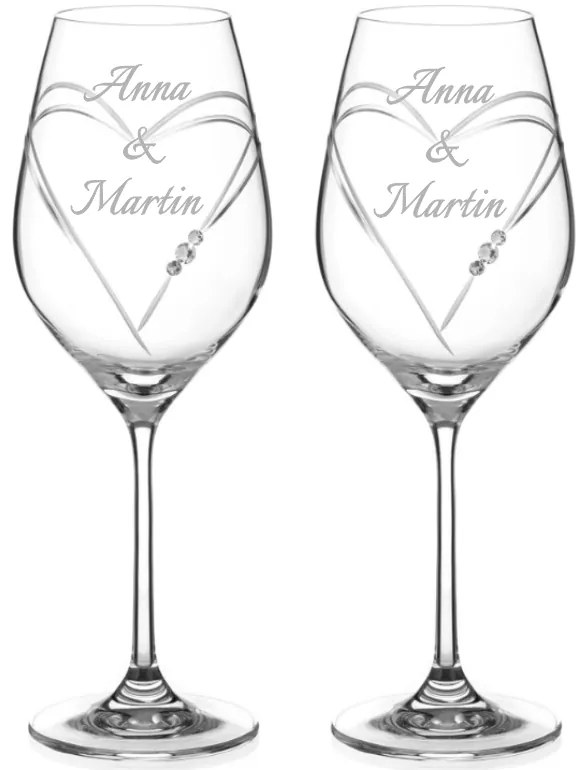 Dekorant Svadobné poháre na biele víno Aphrodite s krystaly Swarovski 360ml 2KS VARIANTA 1