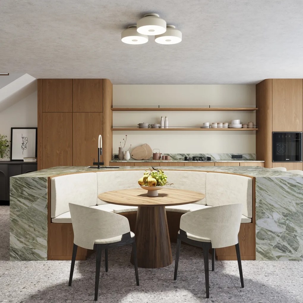 Stropné svietidlo Omiq, 1x béžové kovové tienidlo, (biely plast), (fi 30 cm)