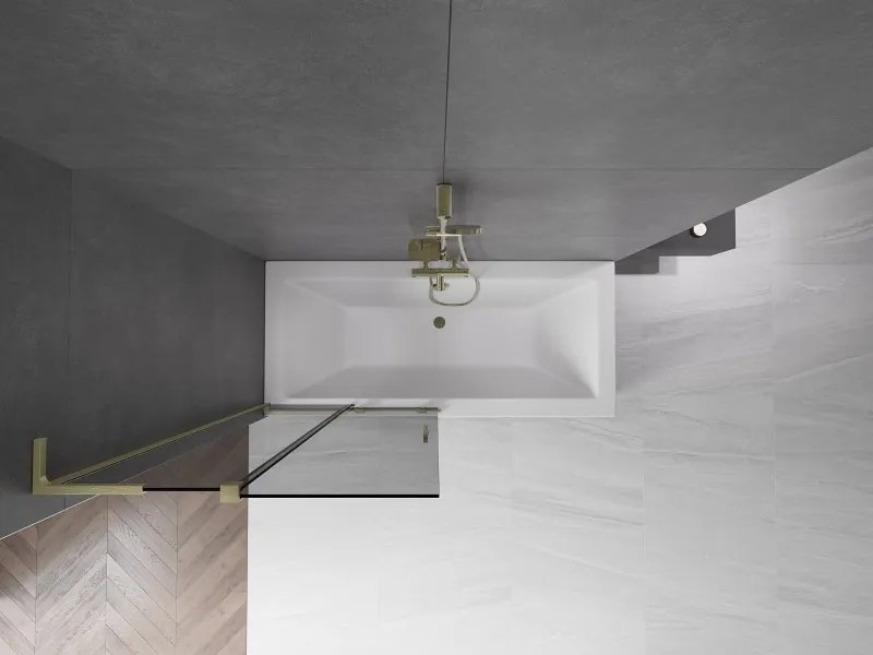 Mexen Velar L, 2-krídlová posuvná vaňová zástena 95 x 150 cm, 8mm šedé sklo, zlatá matná, 896-095-003-41-55