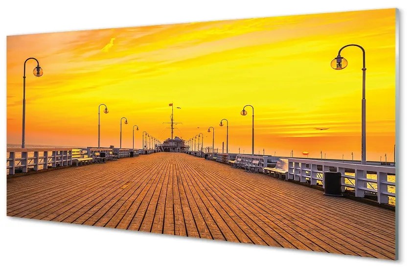 Sklenený obraz Gdańsk Pier sea sunset 100x50 cm 2 Prívesky