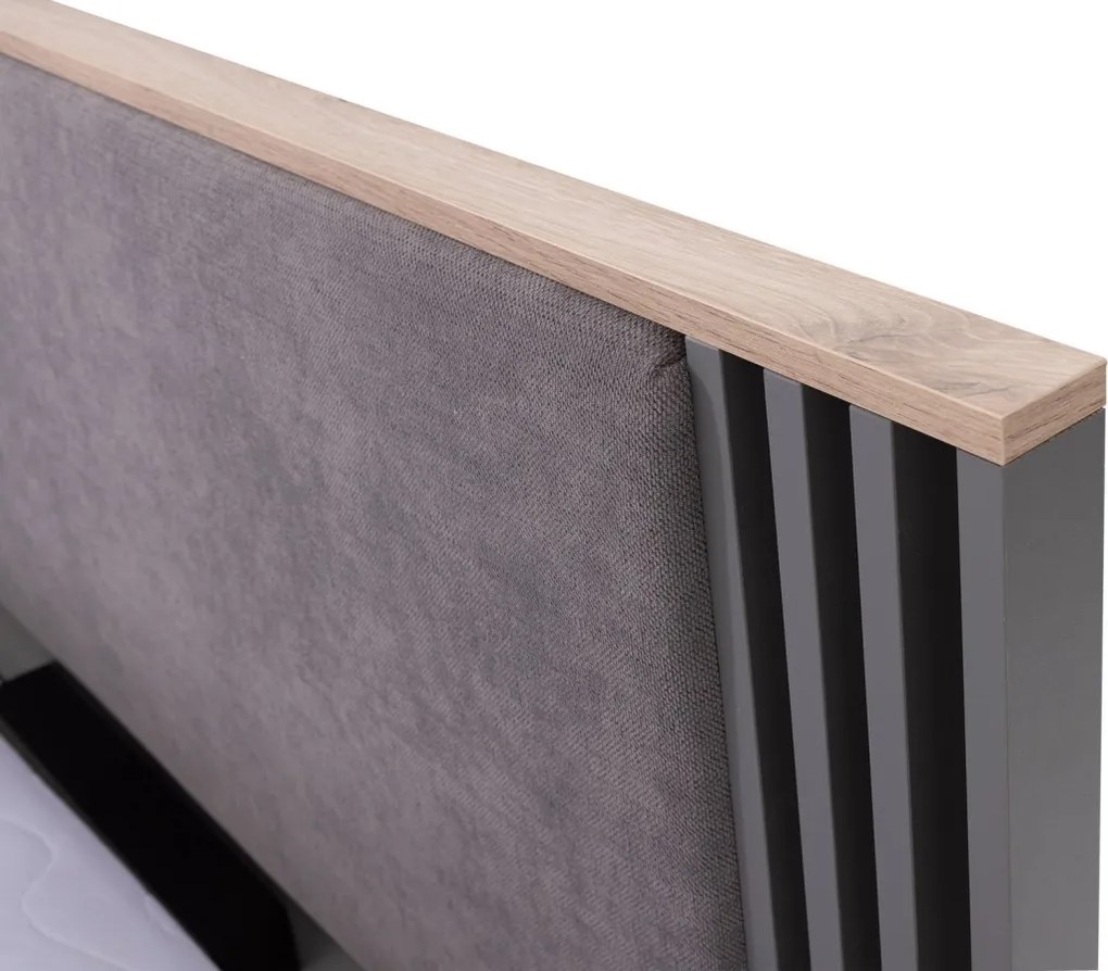 Posteľ s úložným priestorom Almo 160x200 cm, dub estana/antracit