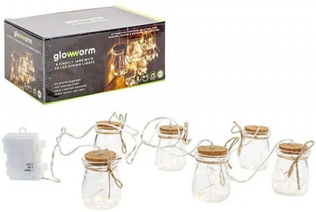 Gardera Glowworm Svetelná reťaz s 6 LED svietidlami Fľašky 80 cm