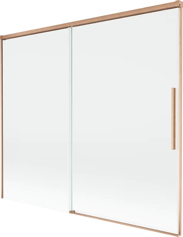 Mexen Rox, 2-krídlová posuvná vaňová zástena 180 x 150 cm, 8mm číre sklo, medený matný profil, 8C9-180-001-65-00