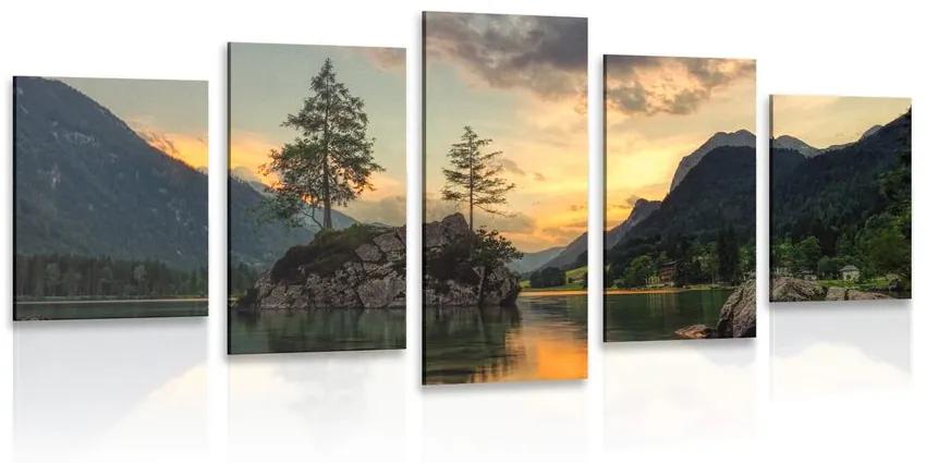 5-dielny obraz horská krajina pri jazere