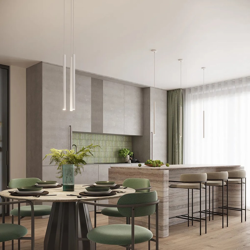 Závesné svietidlo Arche, 2x biele kovové tienidlo, o