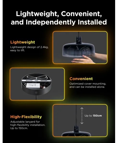 Govee - LED RGBICWW stlmiteľný závesný luster na lane LED/21W/230V Matter Wi-Fi