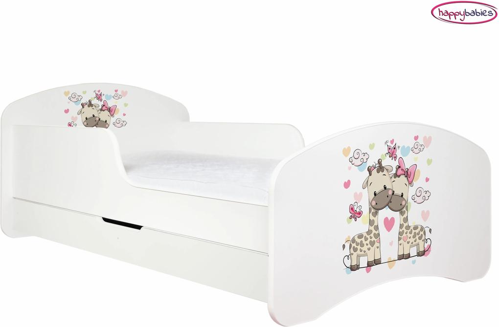 MAXMAX Detská posteľ so zásuvkou 140x70 ZAMILOVANÉ ŽIRAFY + matrace ZADARMO! 140x70 pre dievča ÁNO