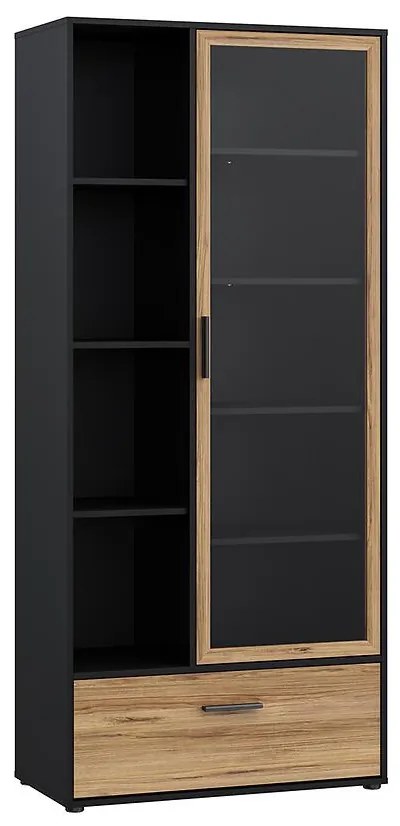 Vitrína Mokkaro čierna/dub catania