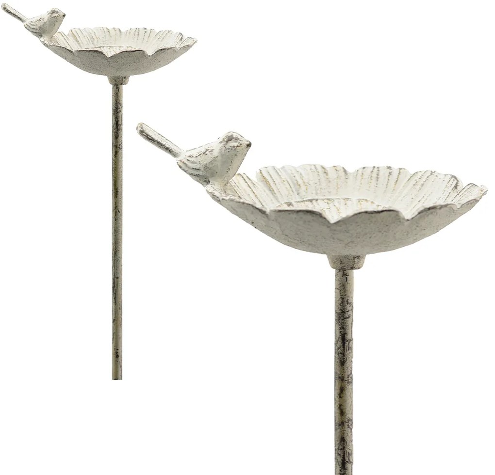 Zapichovacie napájadlo pre vtáky Kyle, 100x19 cm, kov, biela