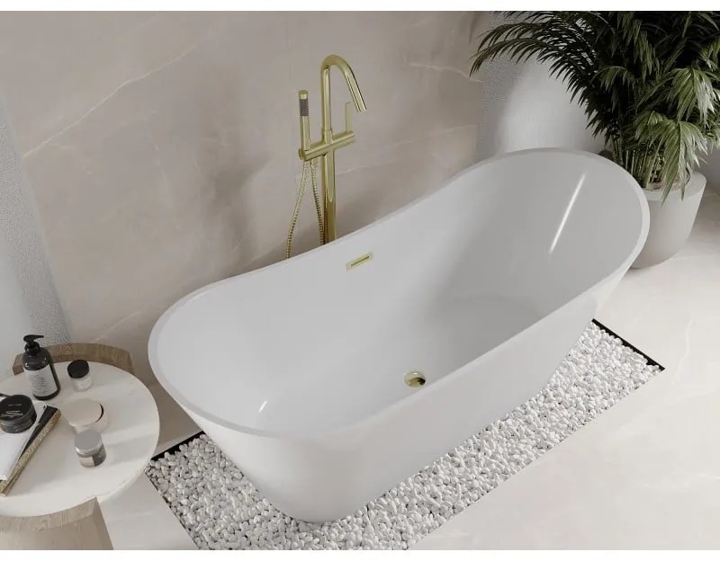 Mexen Celia, voľne stojaca vaňa 170 x 75 cm, biela, zlatý lesklý prepad, 52331707500-50